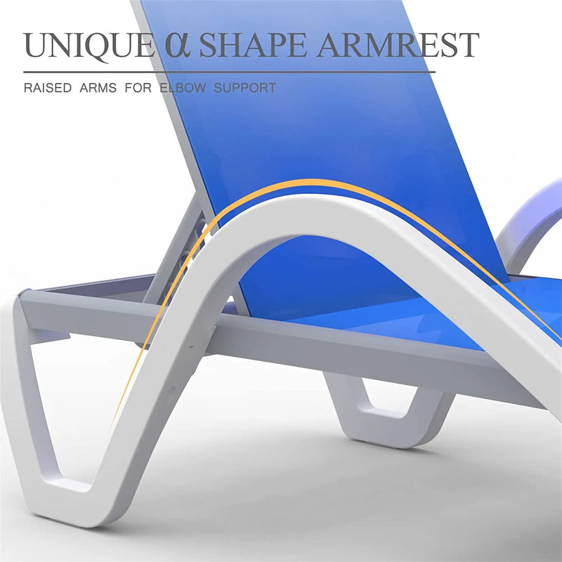 Patio Chaise Lounge Adjustable Aluminum Pool Lounge Chair with Armrest by HouseOfZazla