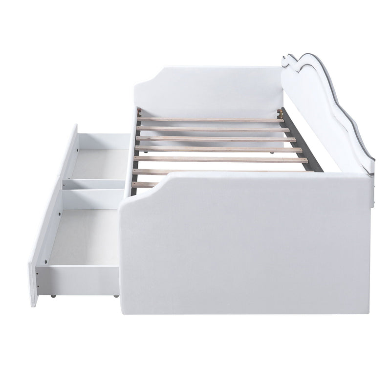 Upholstered Daybed With LED Lights And 2 Drawersme by HouseOfZazla