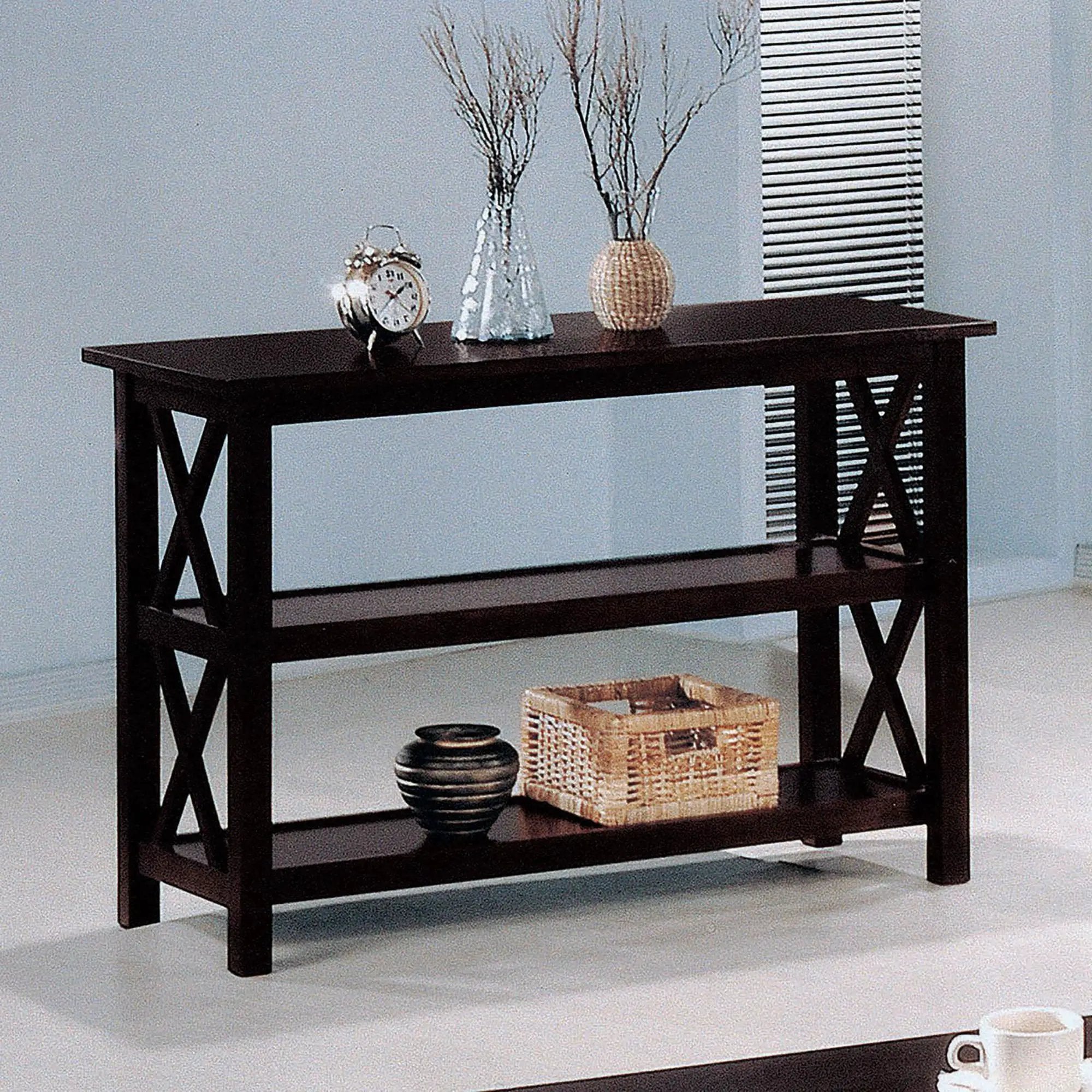 Sofa Table With Shelf - Brown by HouseOfZazla