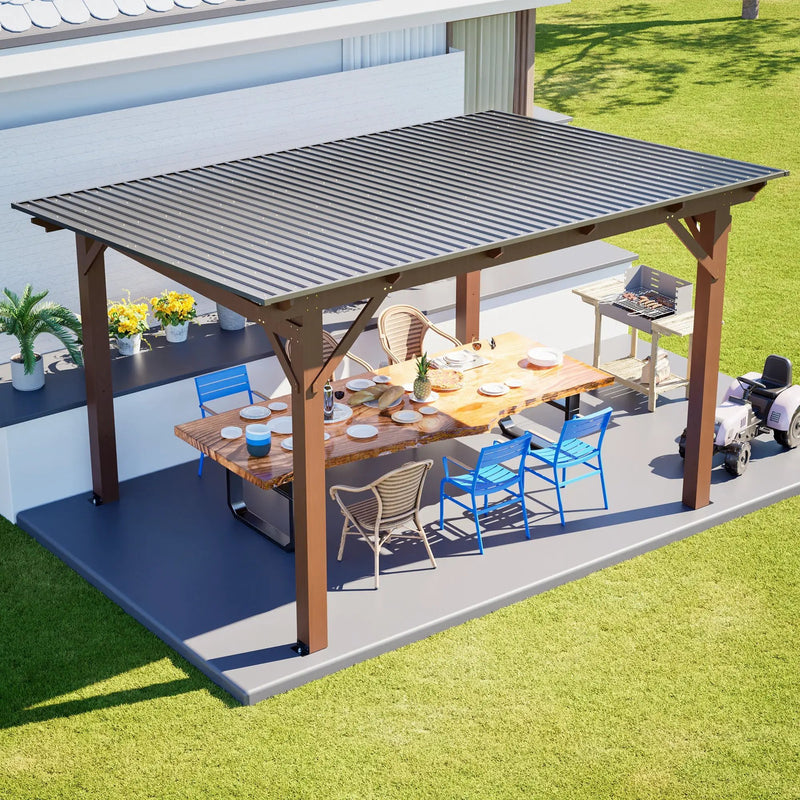13x10ft Wooden Garden Gazebo with Metal Roof by HouseOfZazla