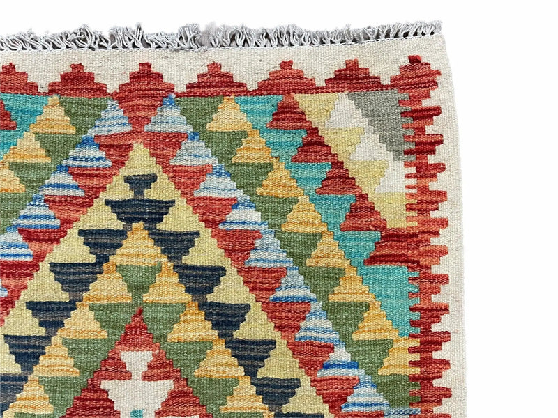 Small Kilim Rug 2x3 Colorful Turkish Kilim Accent Rug New Flatweave Wool Kilim Chobi Kilim Diamond Zigzag Playroom Rug by Jewel Rugs