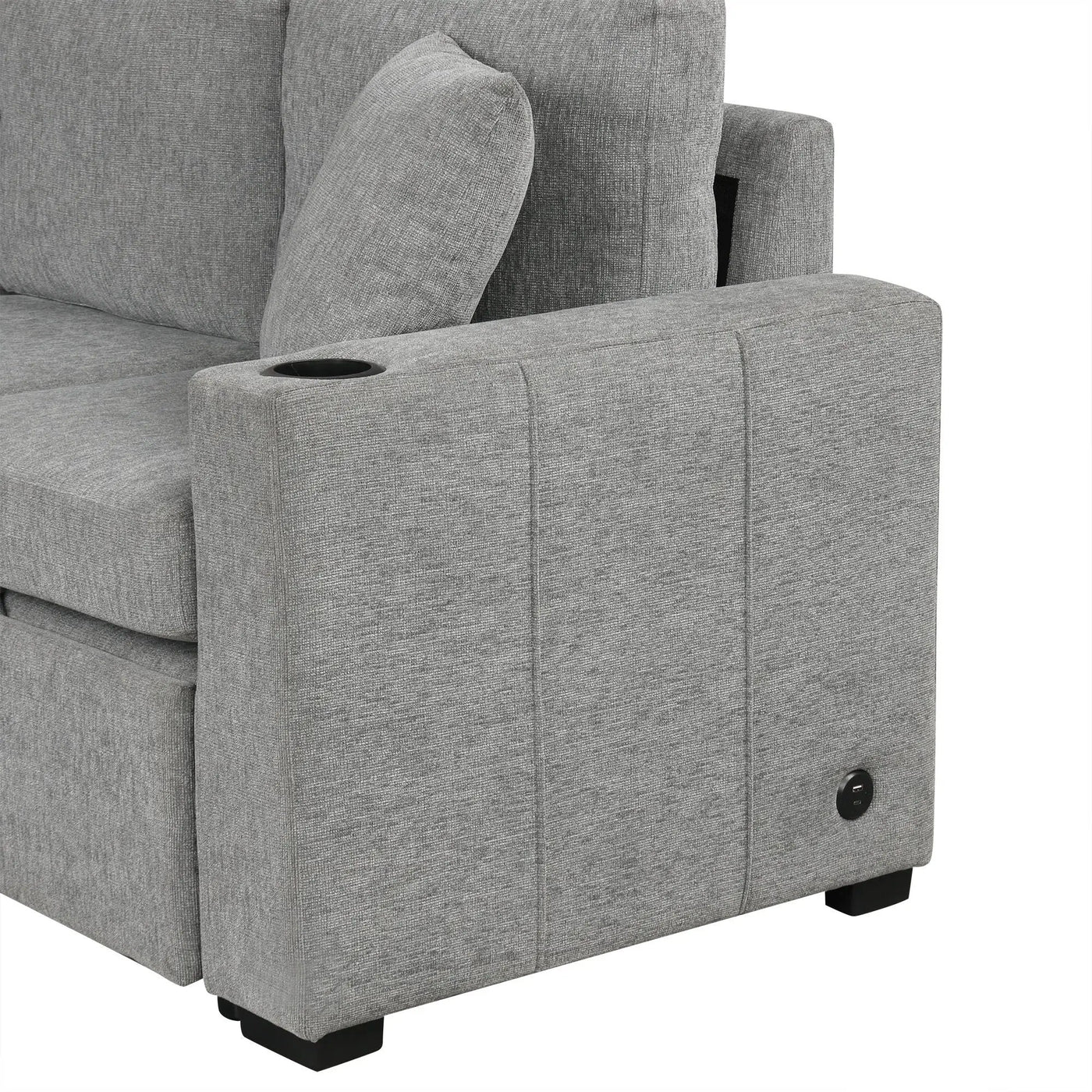 Single Pull Out Sofa Bed With USB Ports And Cup Holders by Unique Piece Furniture