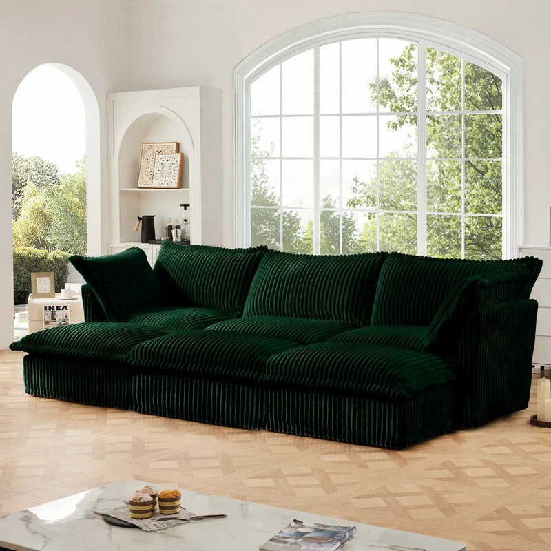 Living Room Sofa Slipcovered Sofa with 3 Ottomans by HouseOfZazla