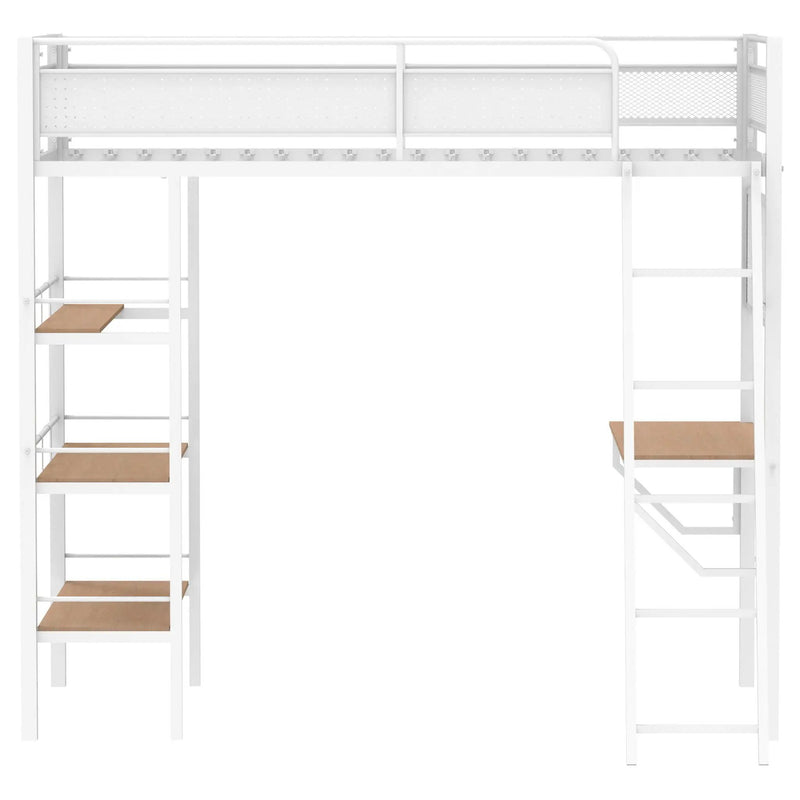 Campus 3-shelf Metal Twin Workstation Loft Bed Matte White by Unique Piece Furniture