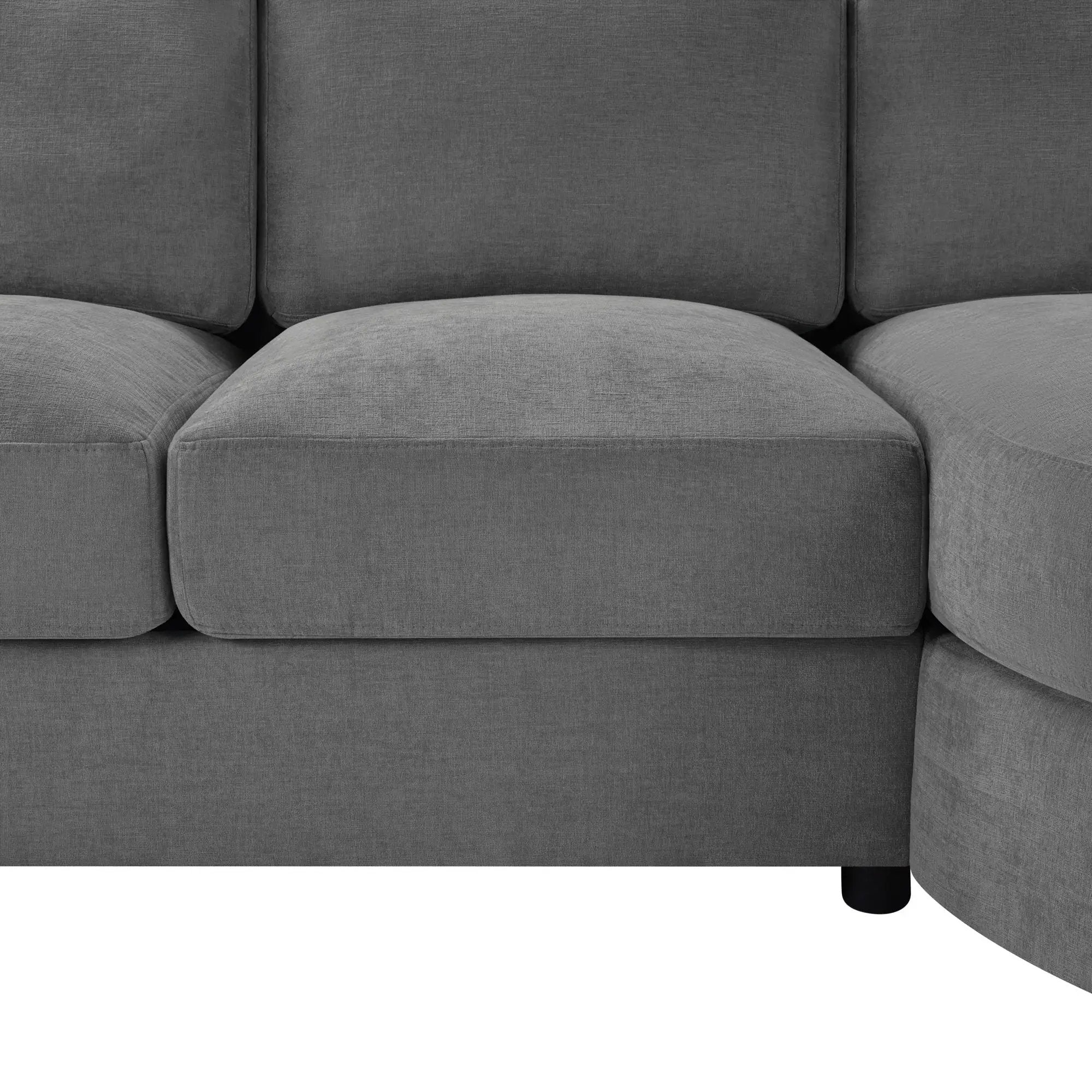 Modern L-Shaped Sectional Sofa With Curved Chaise, USB Ports, And Side Storage Pockets