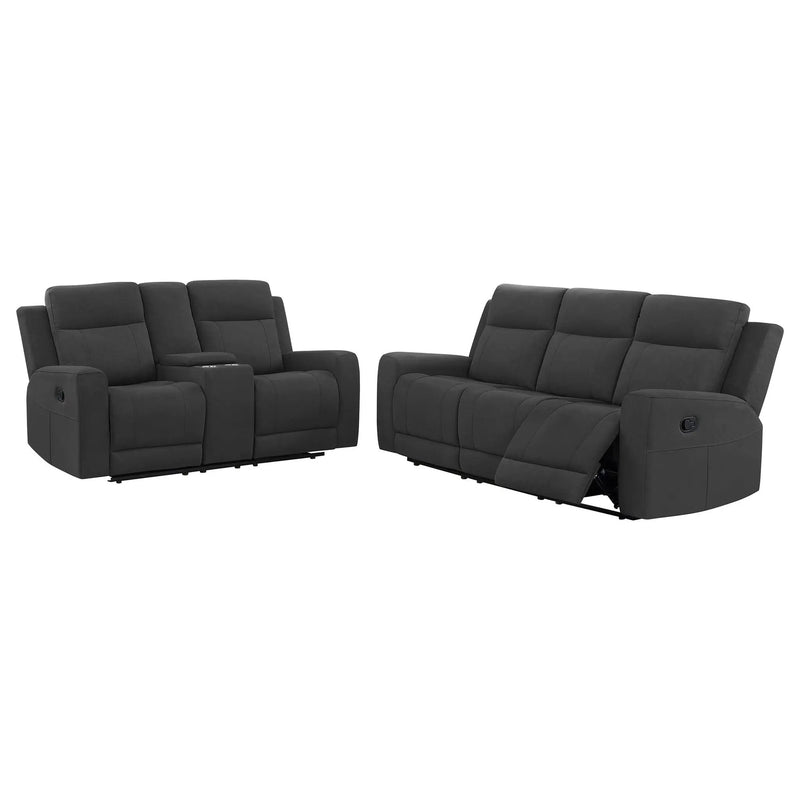 Brentwood 2-piece Upholstered Reclining Sofa Set Charcoal by Unique Piece Furniture