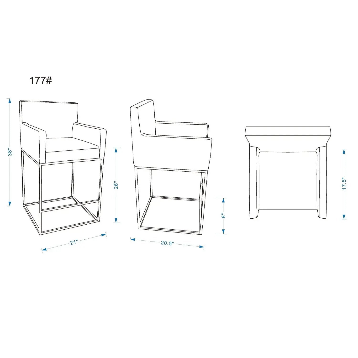 Ambassador - Counter Stool With Square Frame by HouseOfZazla