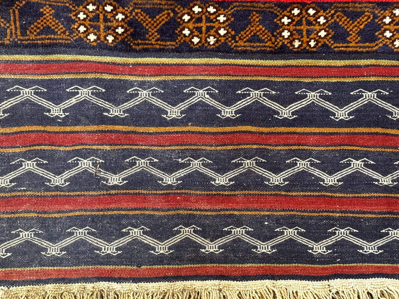 Afghan Rug 3x5, Tribal, Navy Blue, Wool, Handmade, Geometric, Rustic by Jewel Rugs