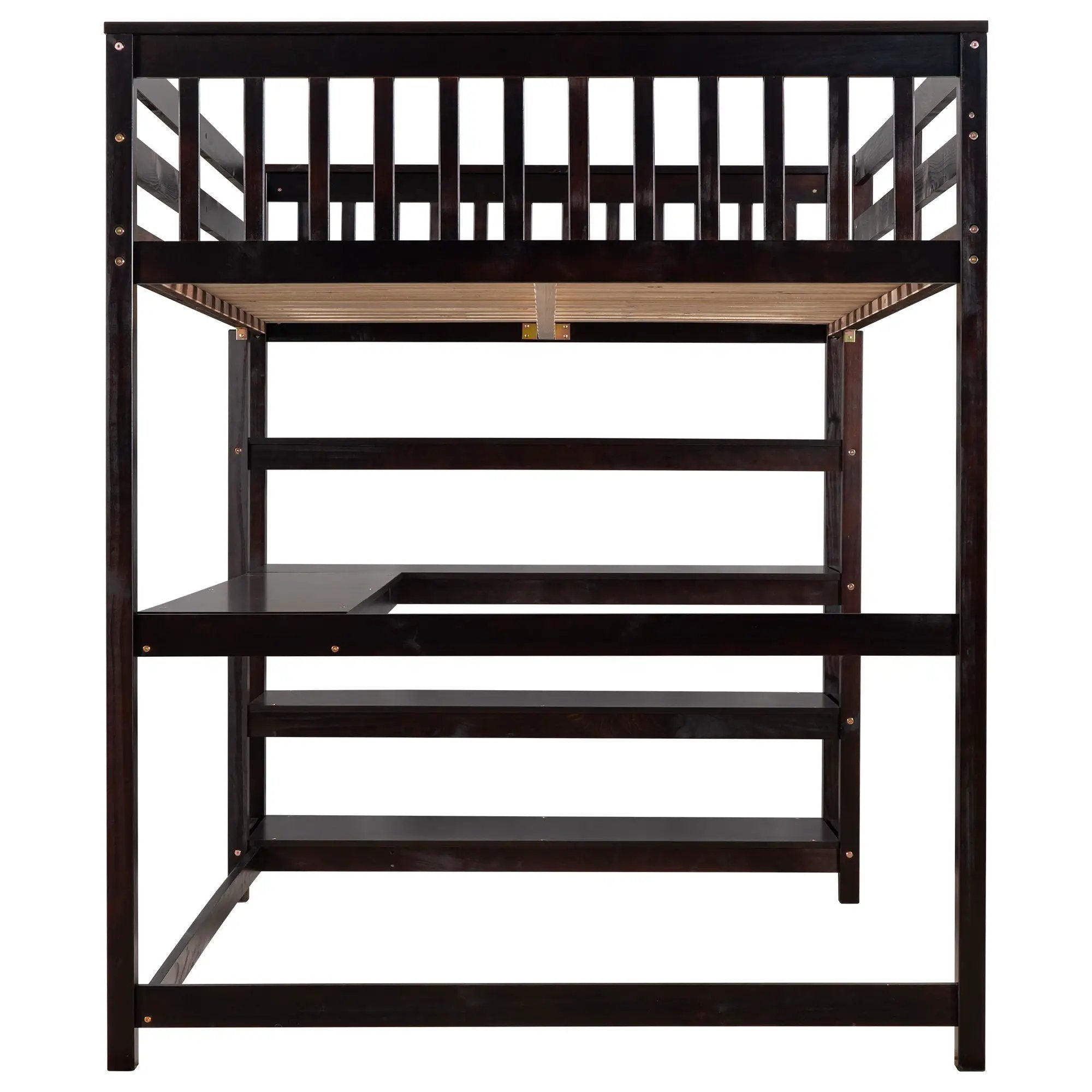 Loft Bed With Storage Shelves And Under Bed Desk by Unique Piece Furniture