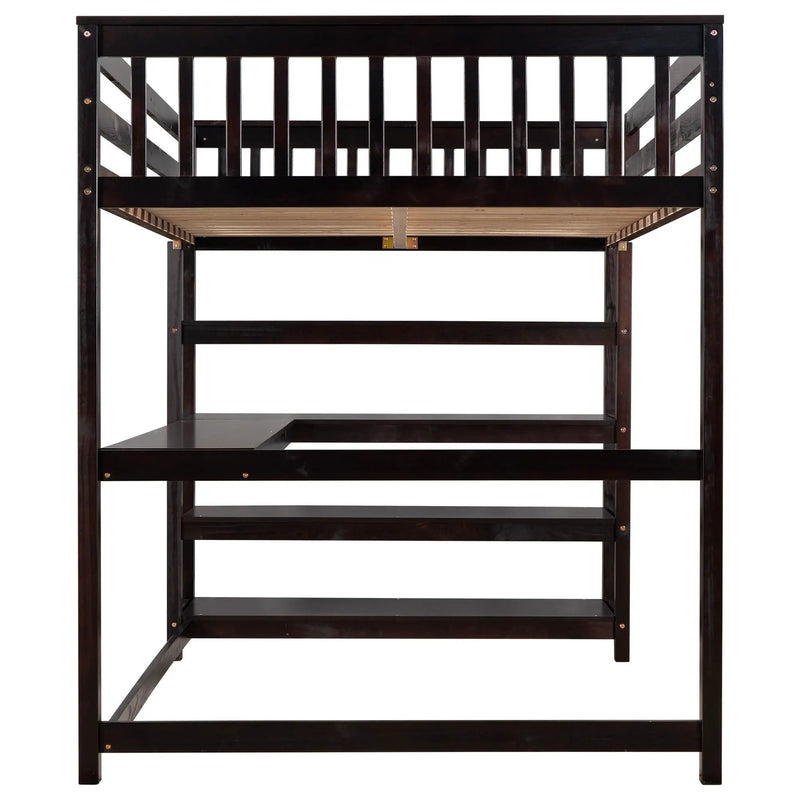 Loft Bed With Storage Shelves And Under Bed Desk by Unique Piece Furniture