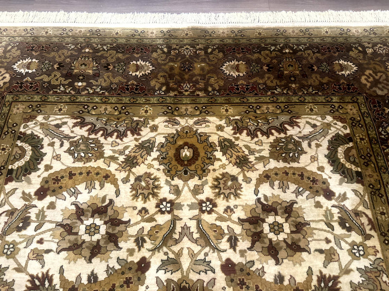 Indo Persian Mahal Rug 8x10, Floral Traditional Wool Oriental Carpet by Jewel Rugs