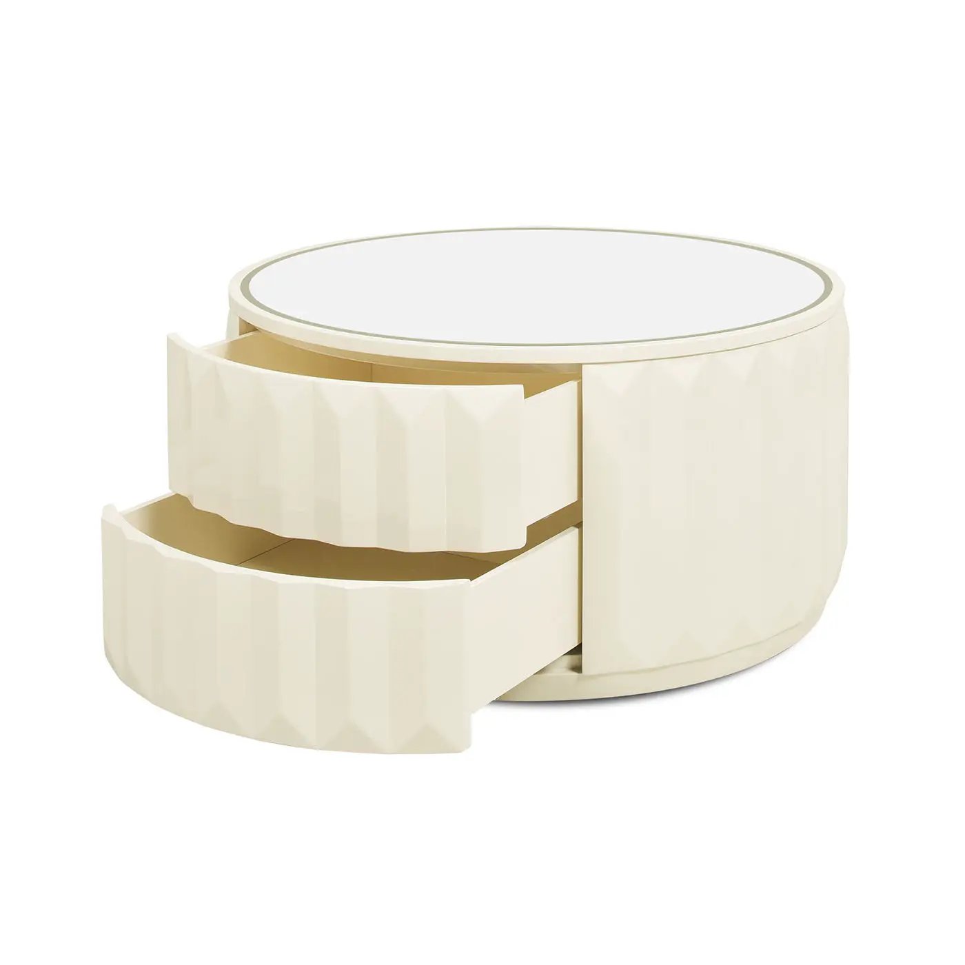 Facino - Round Storage Coffee Table - White Birch by HouseOfZazla