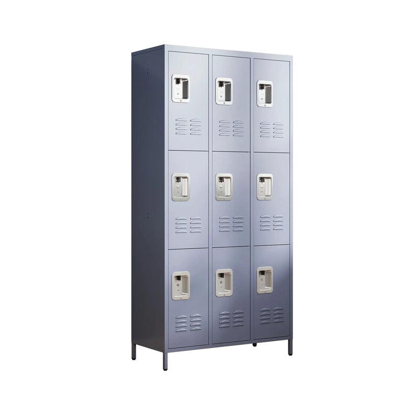 9 Door Lockers With Lock For Storage In Office, School, Gym, And Bedroom - Gray by HouseOfZazla