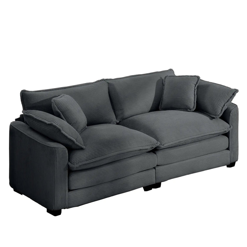 Modern 2 Seater With 4 Pillows, Upholstered Deep Seating Loveseat by HouseOfZazla