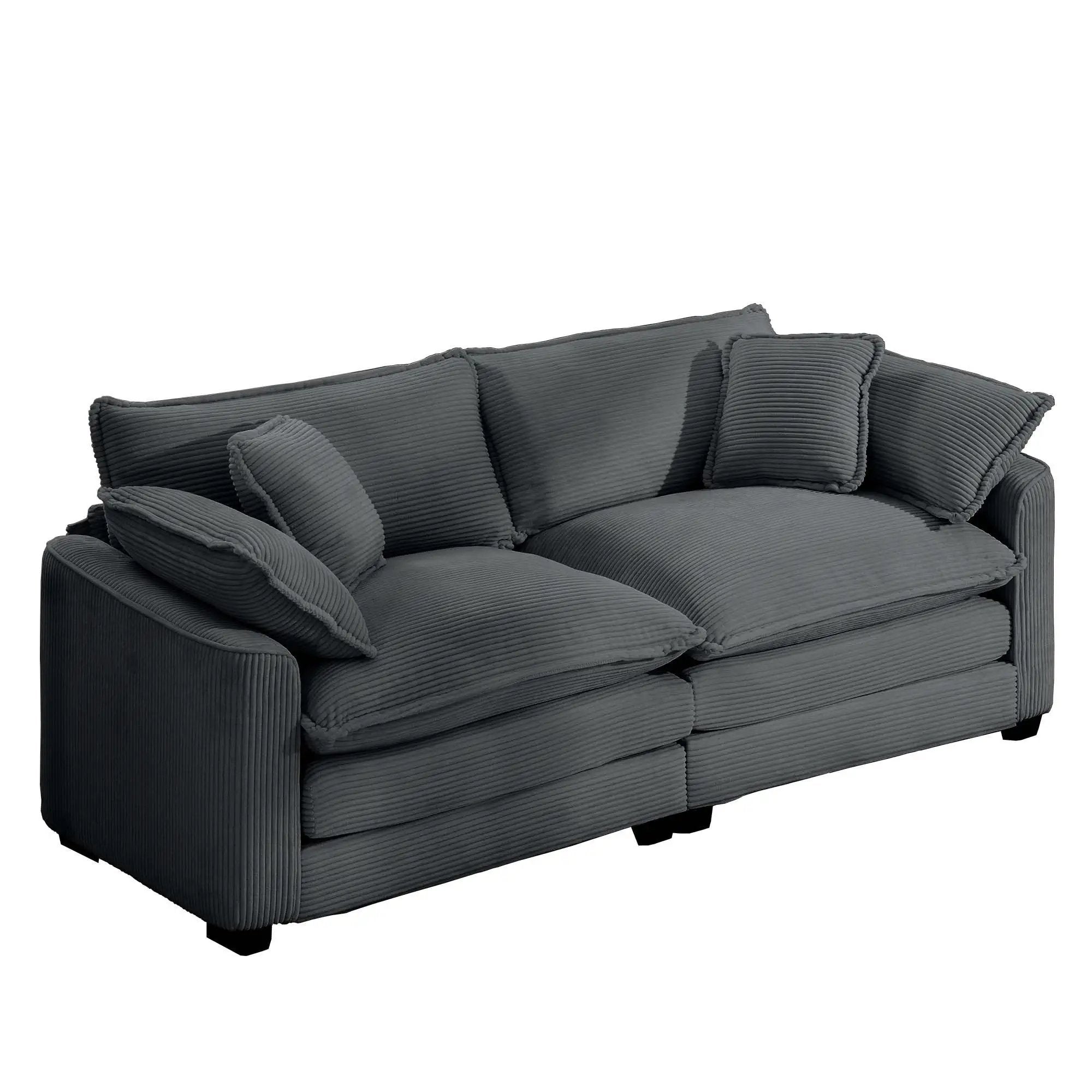 Modern 2 Seater With 4 Pillows, Upholstered Deep Seating Loveseat by Unique Piece Furniture