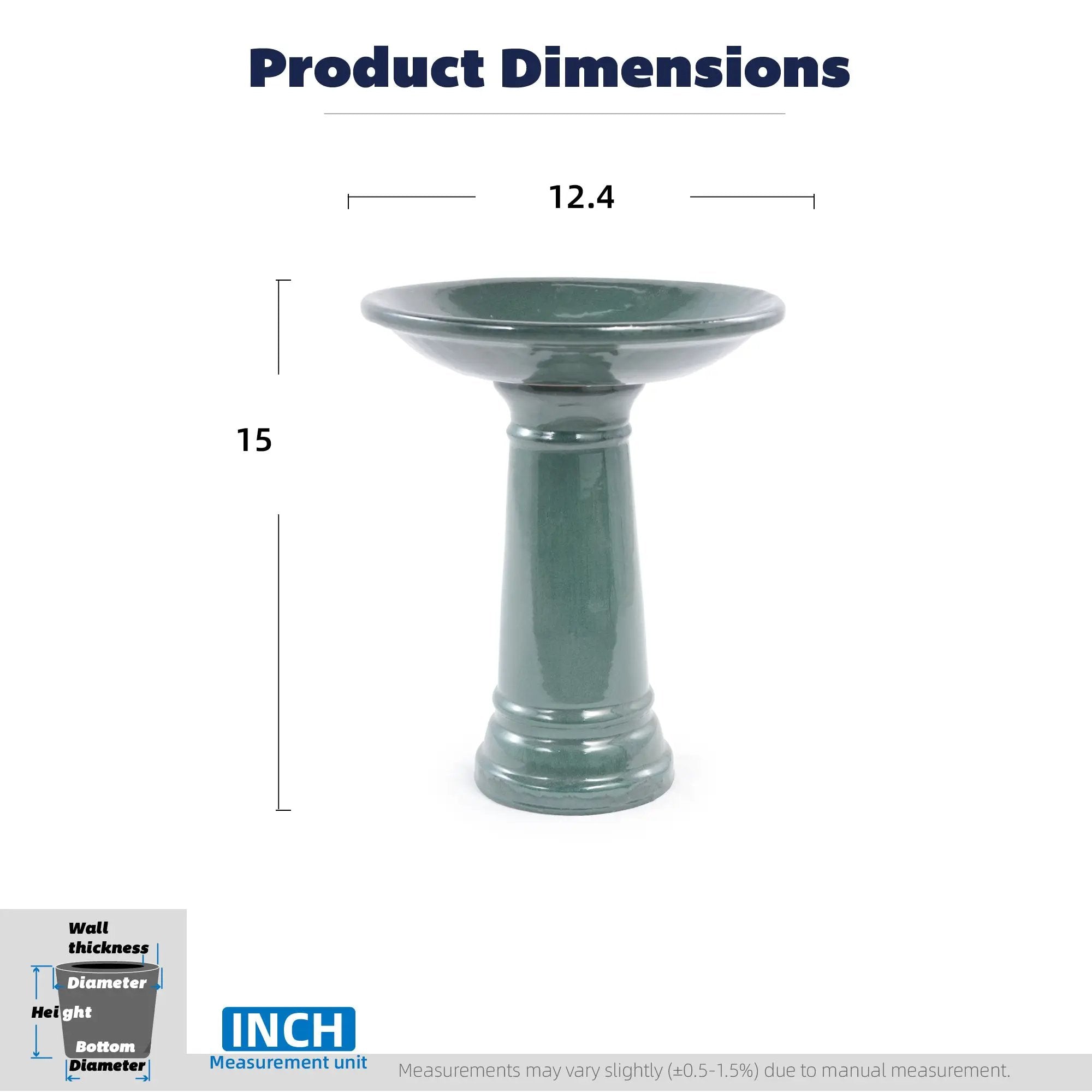 Ceramic Pedestal Bird Bath for Outdoor Garden by HouseOfZazla