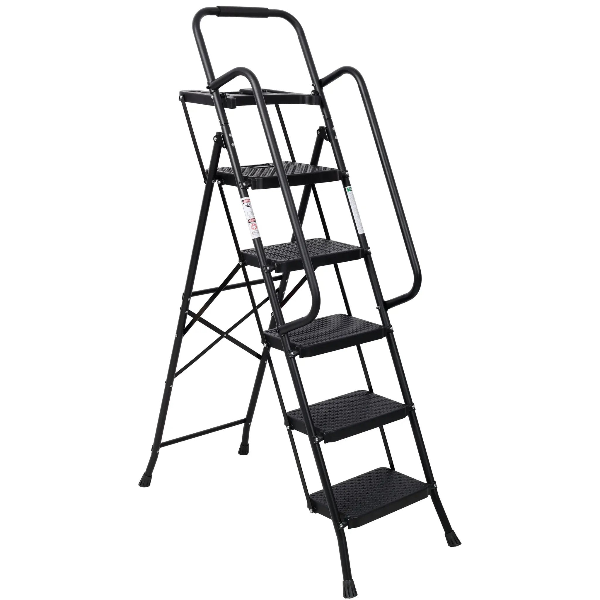 G&H 5 Step Folding Ladder with Wide Anti-Slip Pedal and Handrail by HouseOfZazla