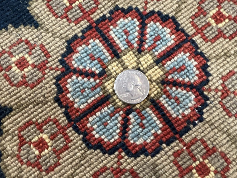 Indo Persian Rug 9x12, Hand Knotted Traditional Indian Wool Oriental Carpet 9 x 12 ft, Maroon and Navy Blue, Floral Allover 9x12 Vintage Rug by Jewel Rugs