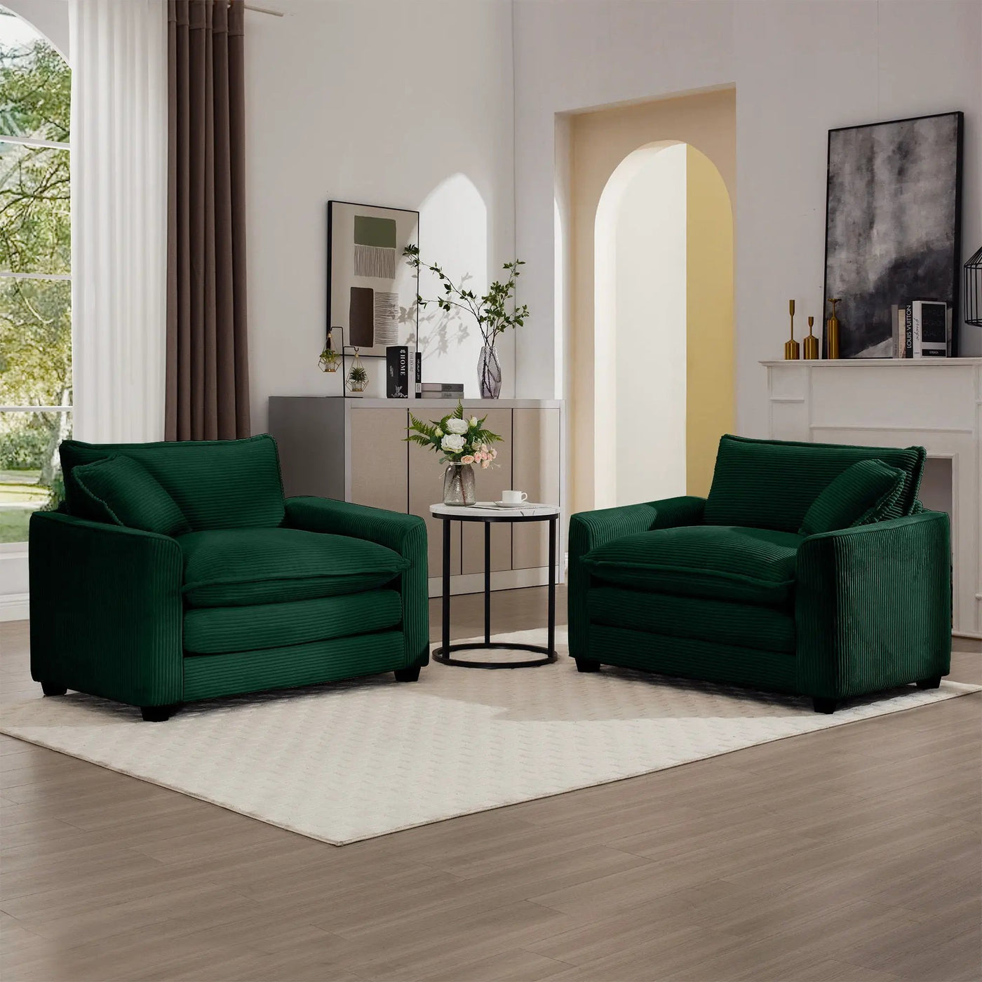 Modern Classic Fabric Single Chair Deep Seat Sofa With Pillow by HouseOfZazla