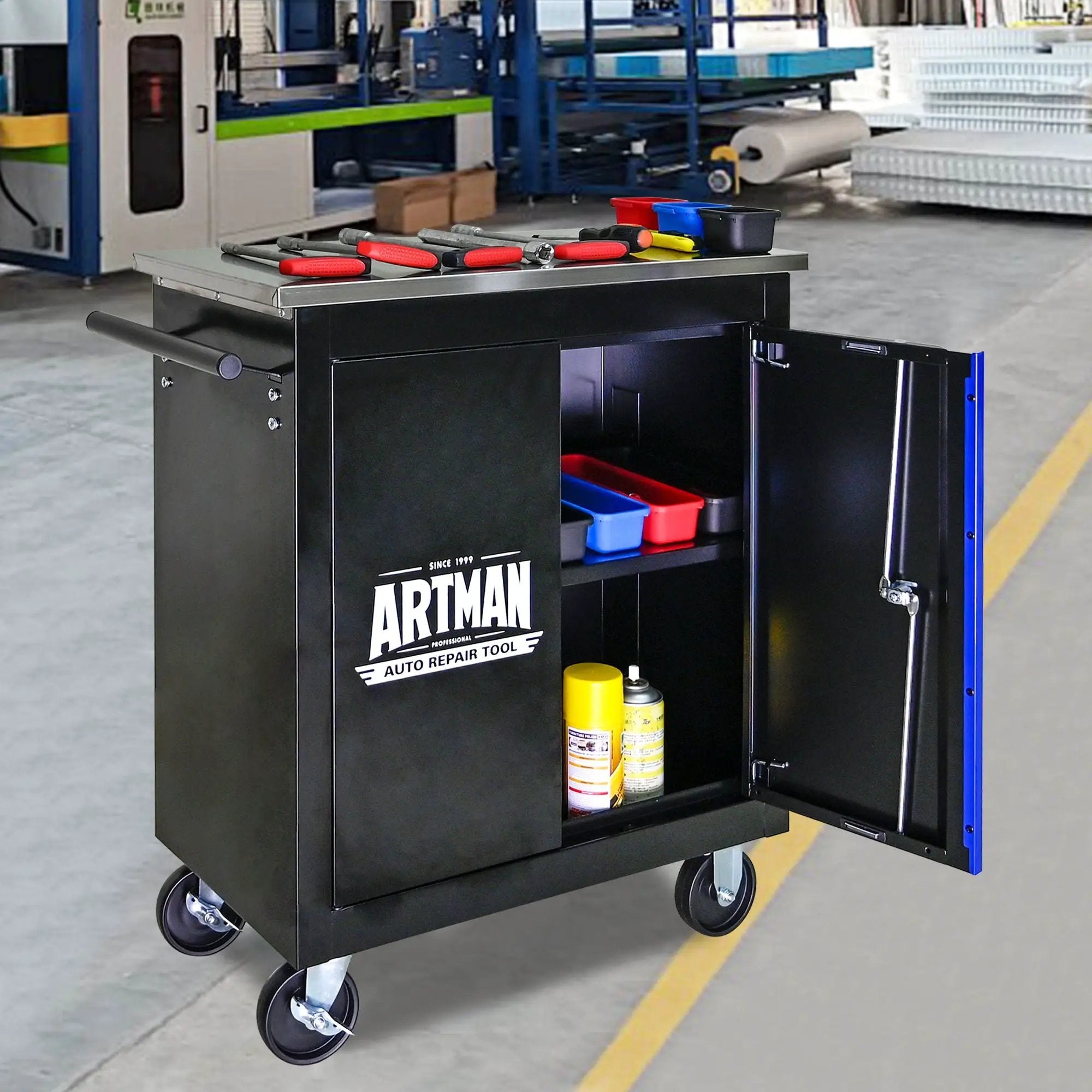 Movable Lockable Double Door Partition Storage Locker by HouseOfZazla