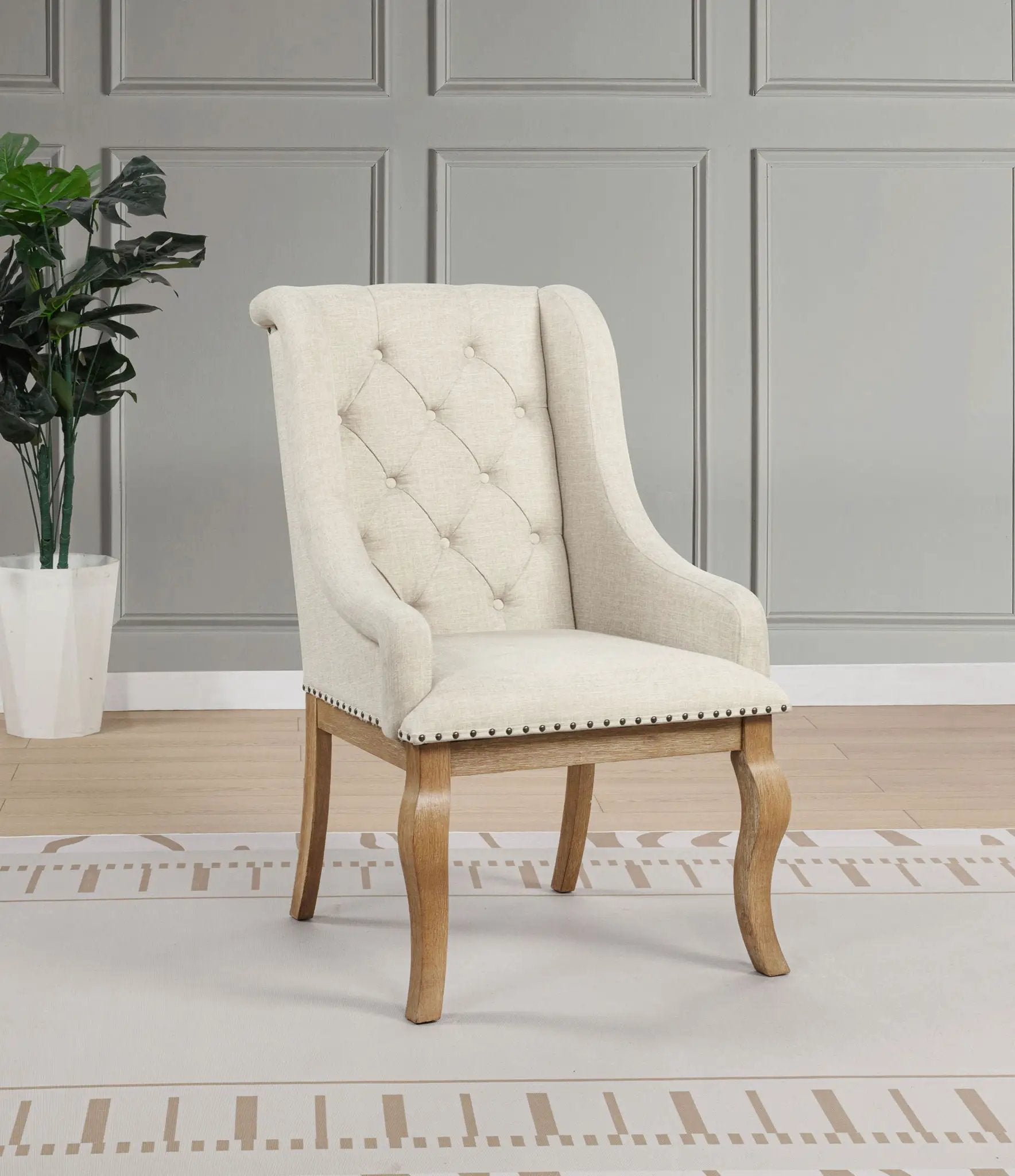 Brockway Upholstered Arm Chair Barley Brown (Set of 2) by Unique Piece Furniture