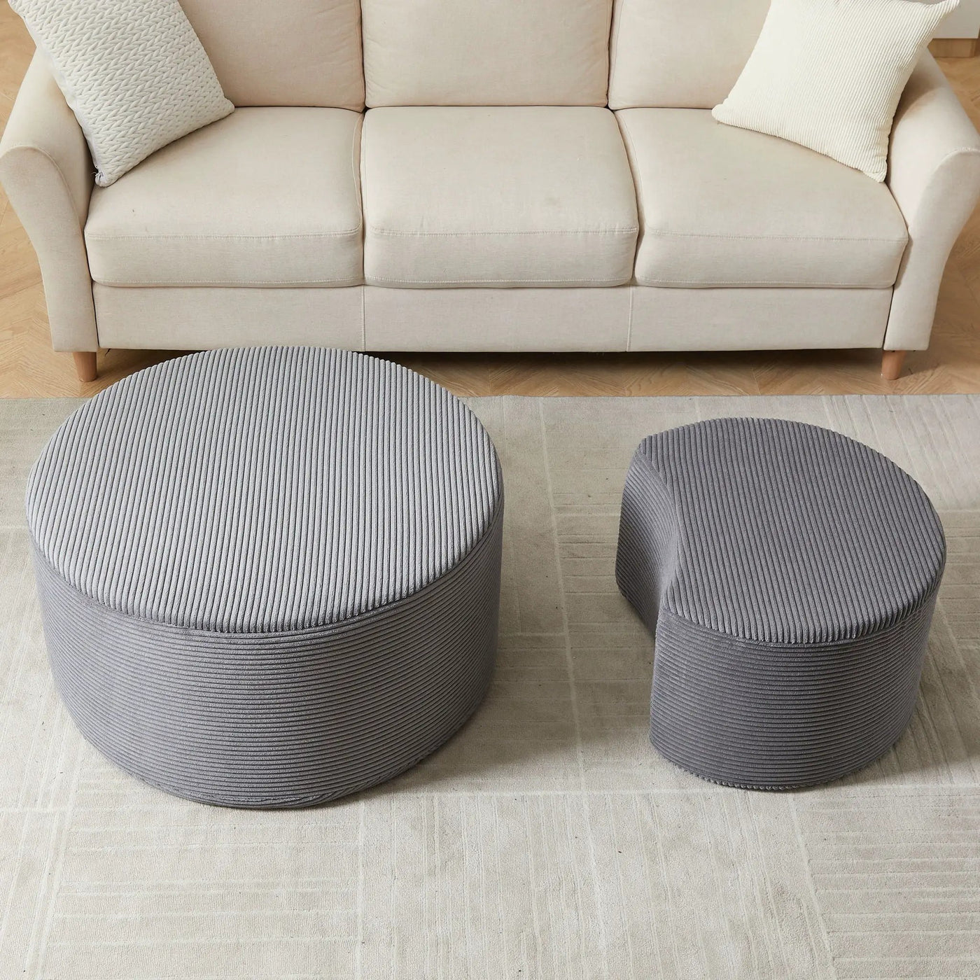 Modern Upholstered Round Coffee Table For Living Room (Set of 2) by HouseOfZazla