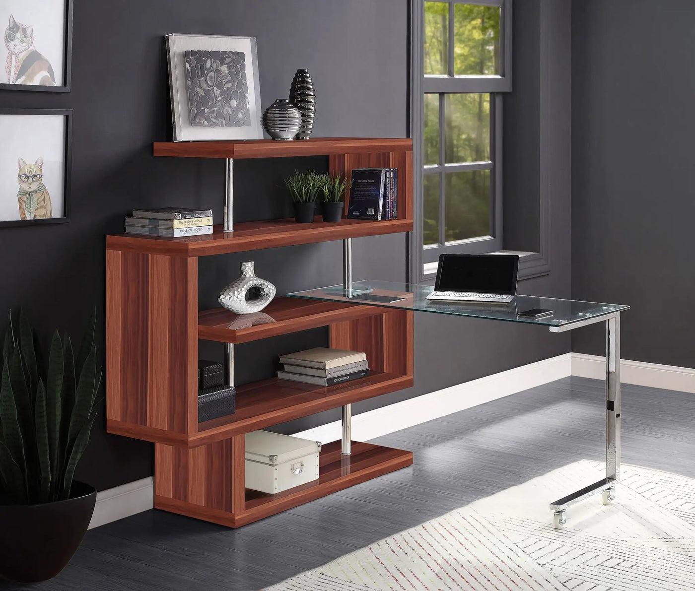 Buck II - Writing Desk With Bookshelf by Unique Piece Furniture