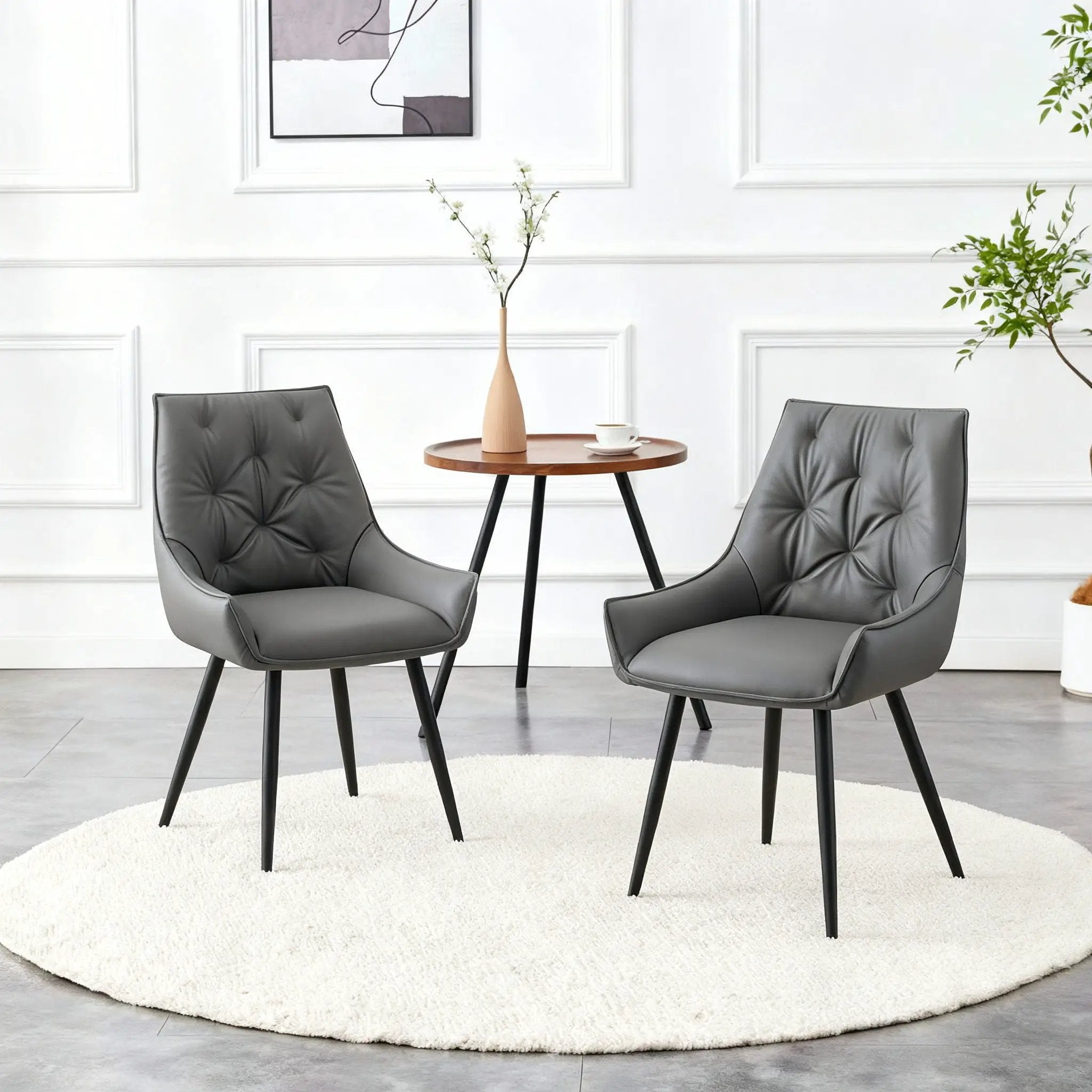 Dining Kitchen Chairs, Flat Back (Set of 2) - Dark Gray by Unique Piece Furniture
