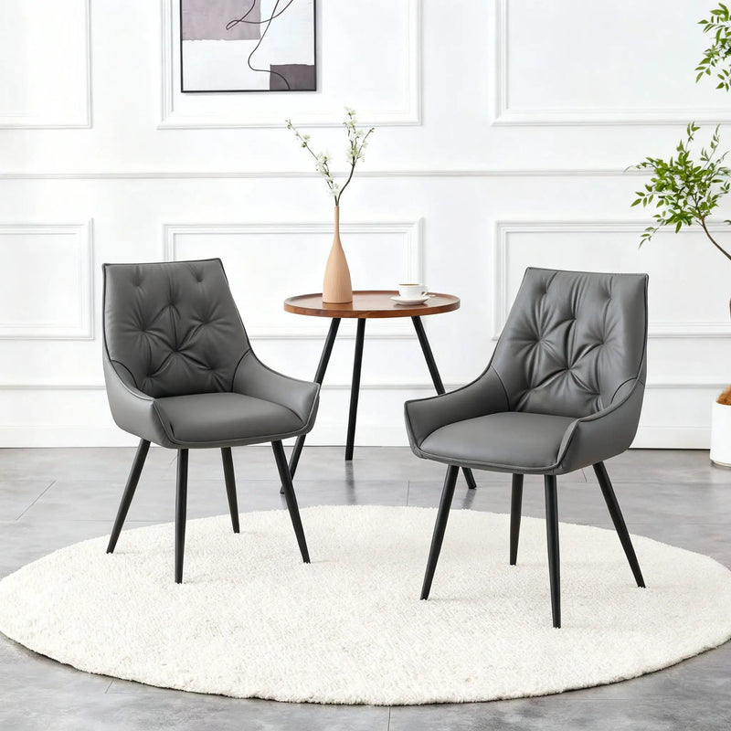 Dining Kitchen Chairs, Flat Back (Set of 2) - Dark Gray by Unique Piece Furniture