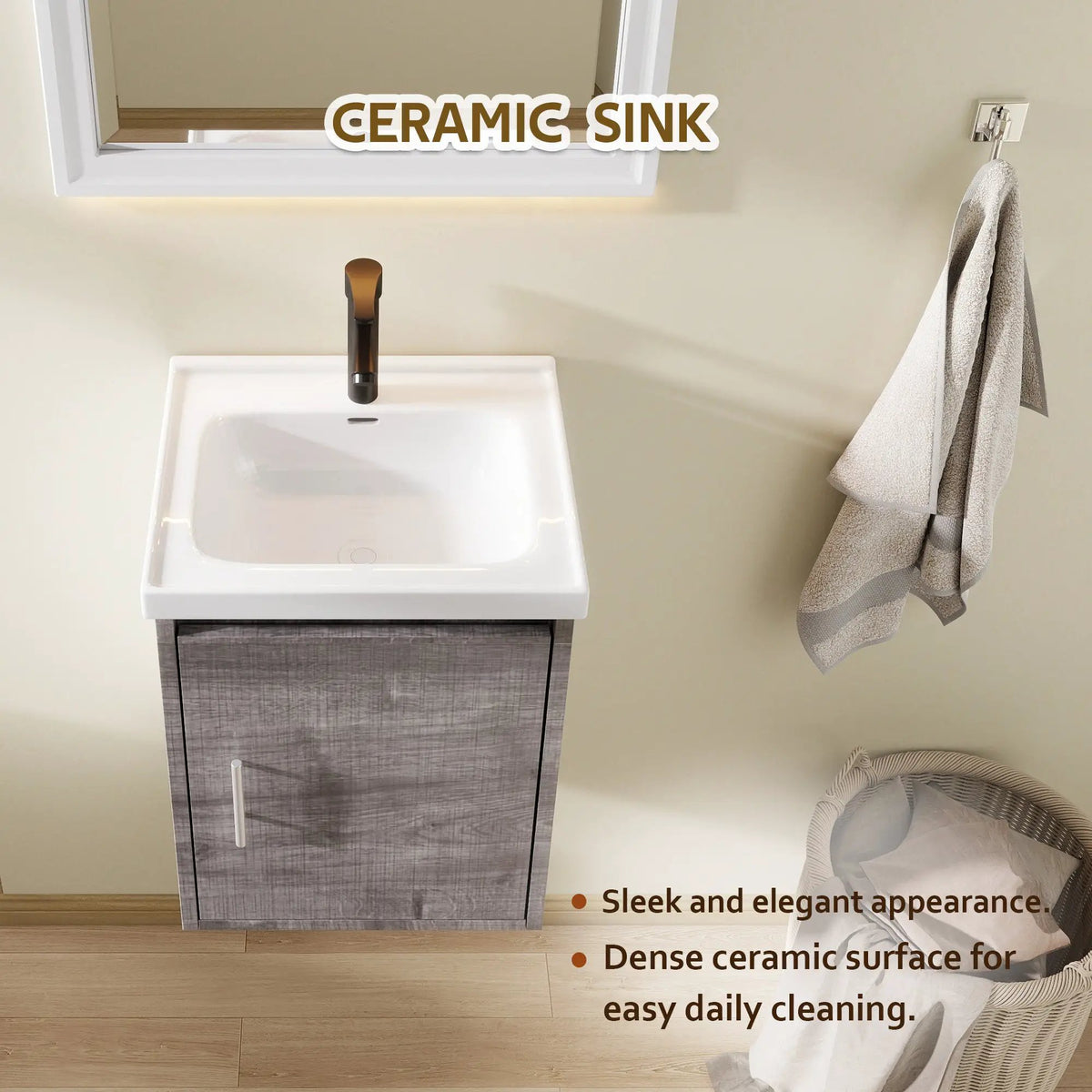 16" Floating Bathroom Vanity, Wall Mounted Plywood Cabinet by HouseOfZazla