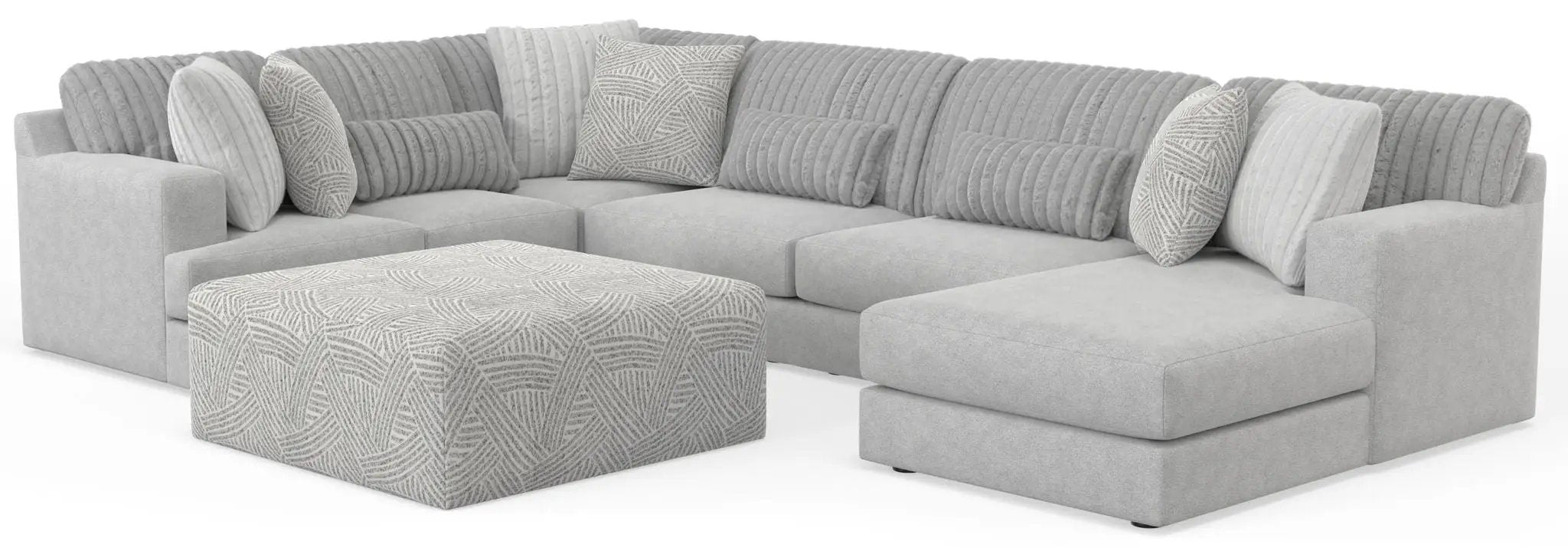 Logan - Upholstered Sectional With Comfort Coil Seating - 46" Cocktail Ottoman And Accent Pillows Included by Unique Piece Furniture