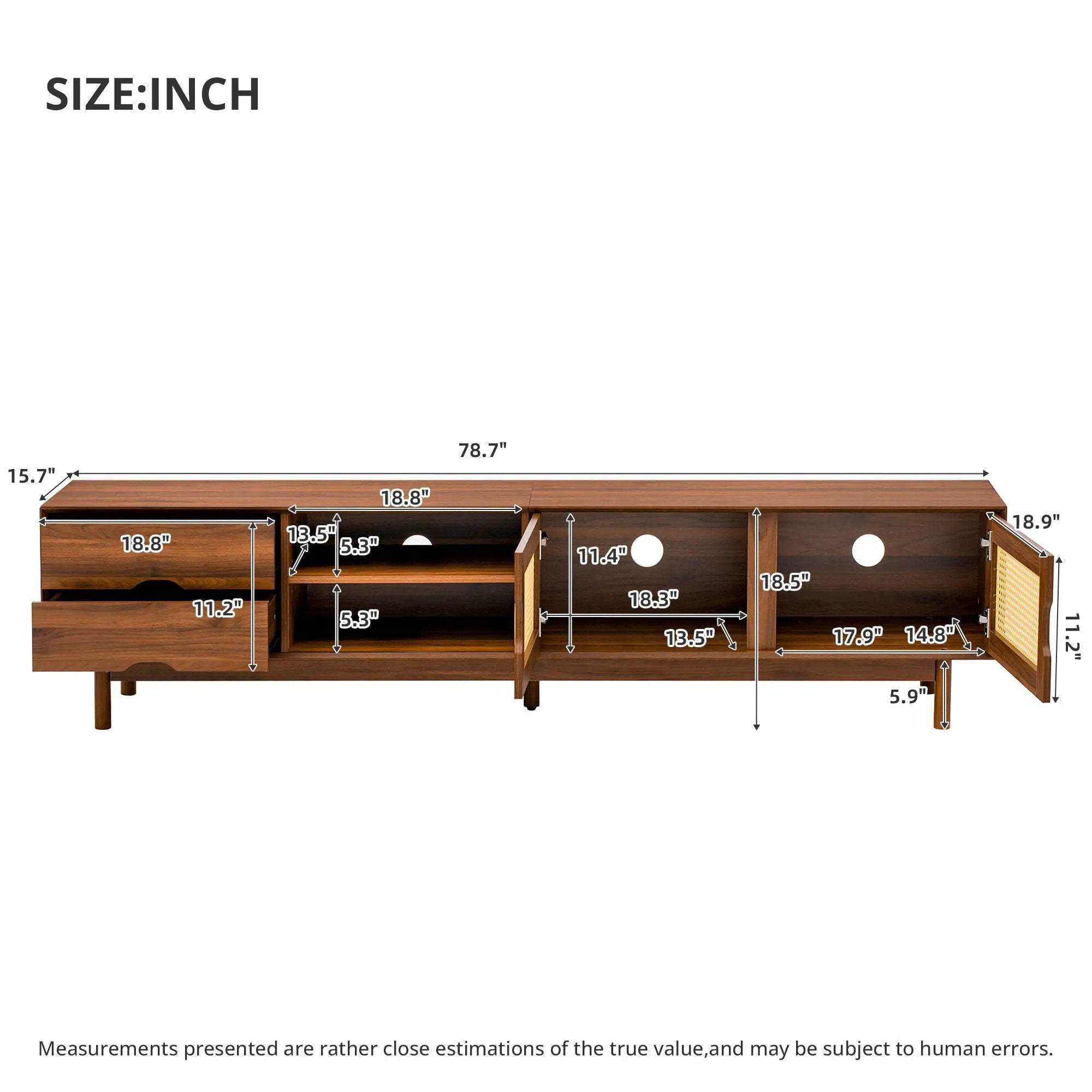 TV Stand For TVs Up To 85", Media Console With 2 Drawers - Walnut by HouseOfZazla
