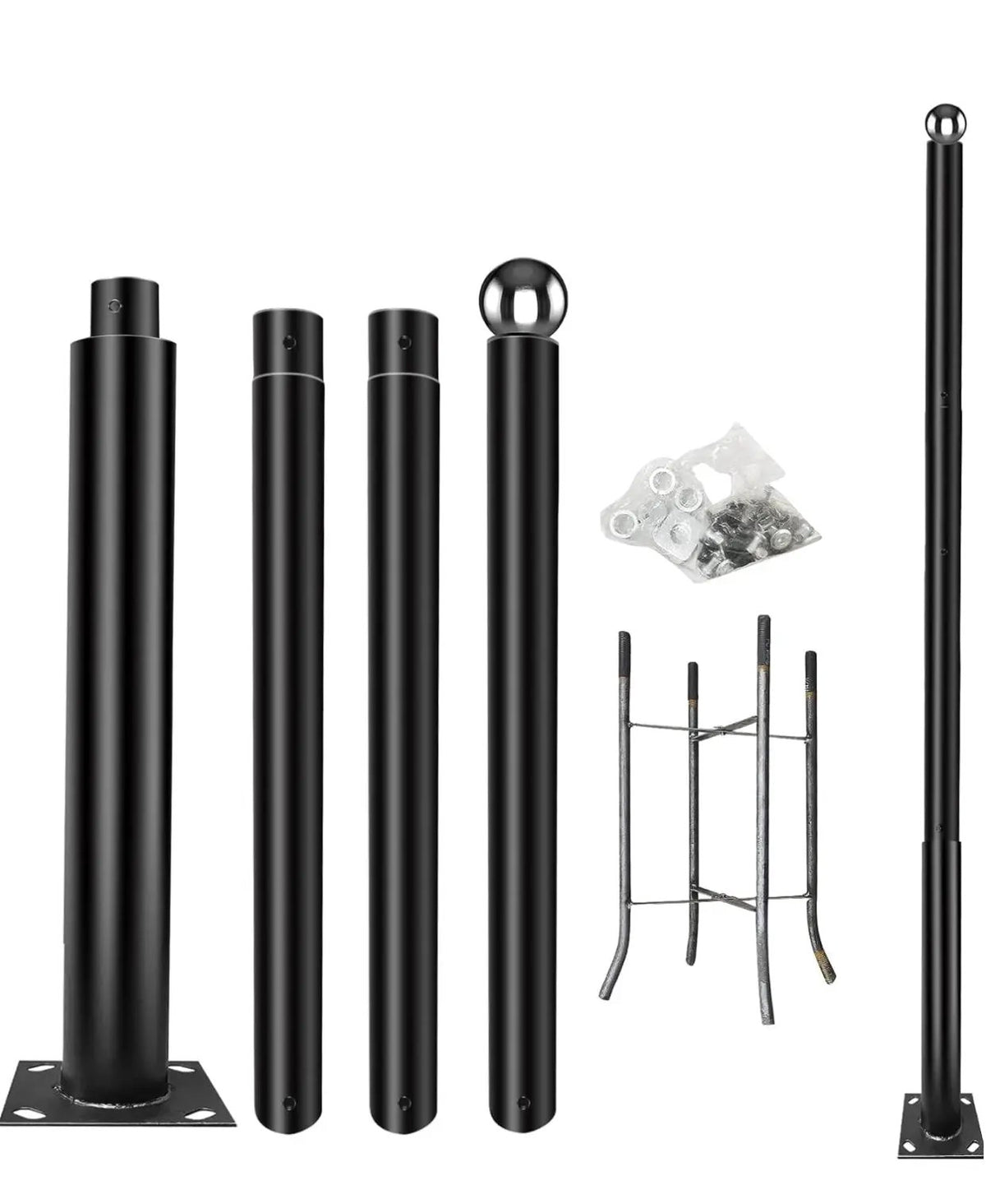 13FT Street Light Pole Garden Light Heavy Metal Light Pole Black Iron Aluminum Pole with Ground Cage and Mounting Kit for Heavy Duty by Outdoor Solar Outlet