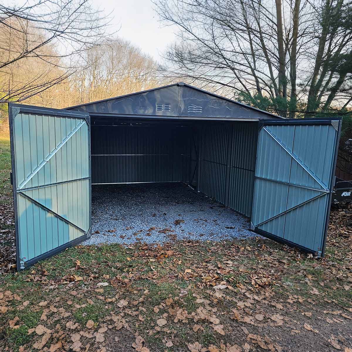 13'x20' Plus Upgraded Metal Shed w/ Double Front Doors & Side Entry Door by Chery Industrial