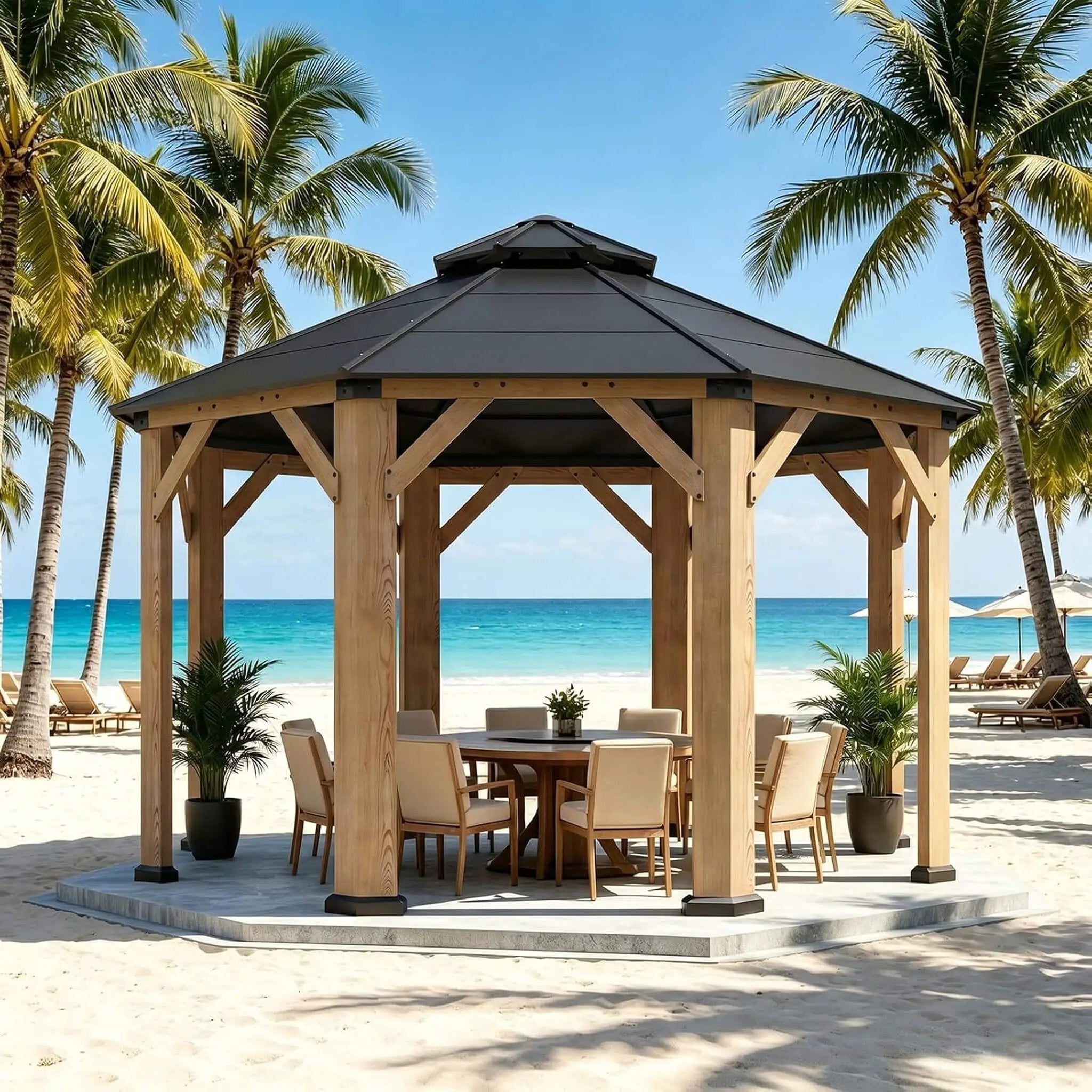 [13X13FT] Alora Premium All-Weather Octagonal Double Hardtop Cedar Wood Gazebo (SAK42795) by SAKSBY WHOLESALE