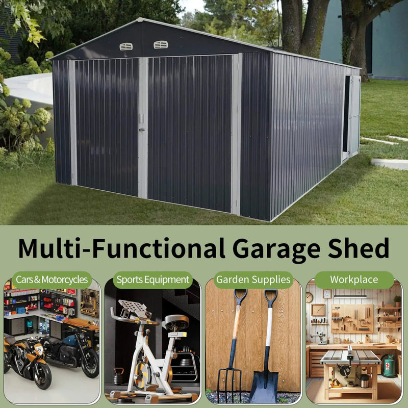 [13x20FT] Alora Large Heavy-Duty Outdoor Metal Storage Shed With Double Doors (SAK65331) by SAKSBY WHOLESALE