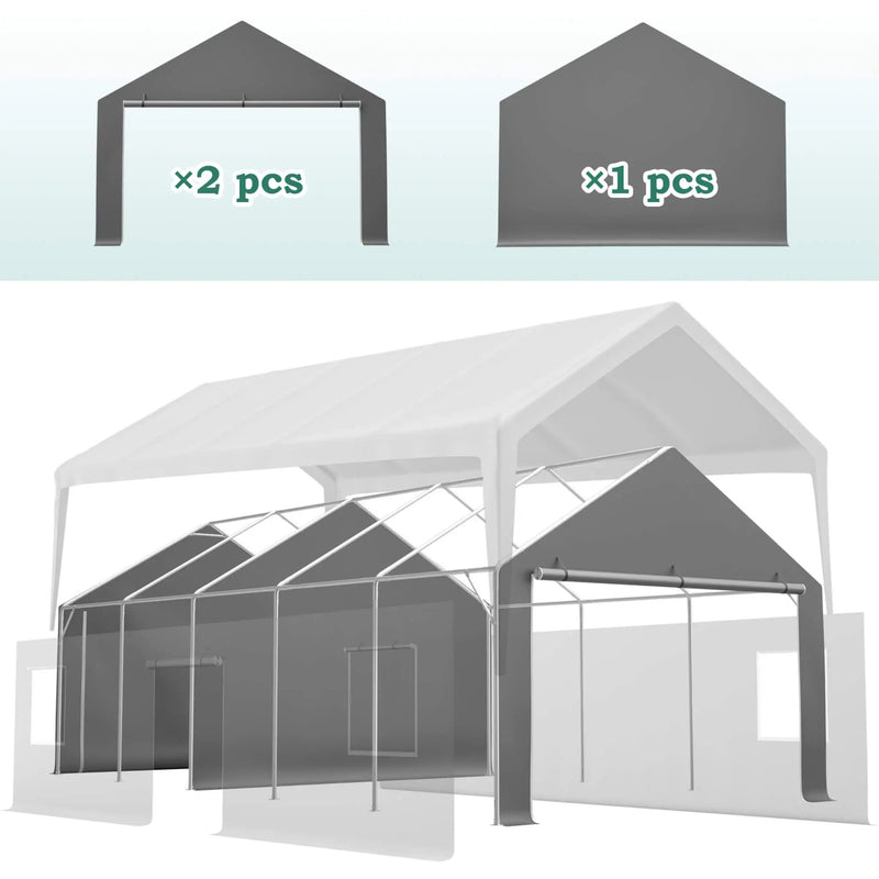 [13X26FT] Alora Heavy-Duty Carport Canopy With Roll-Up Doors And Windows (SAK14975) by SAKSBY WHOLESALE