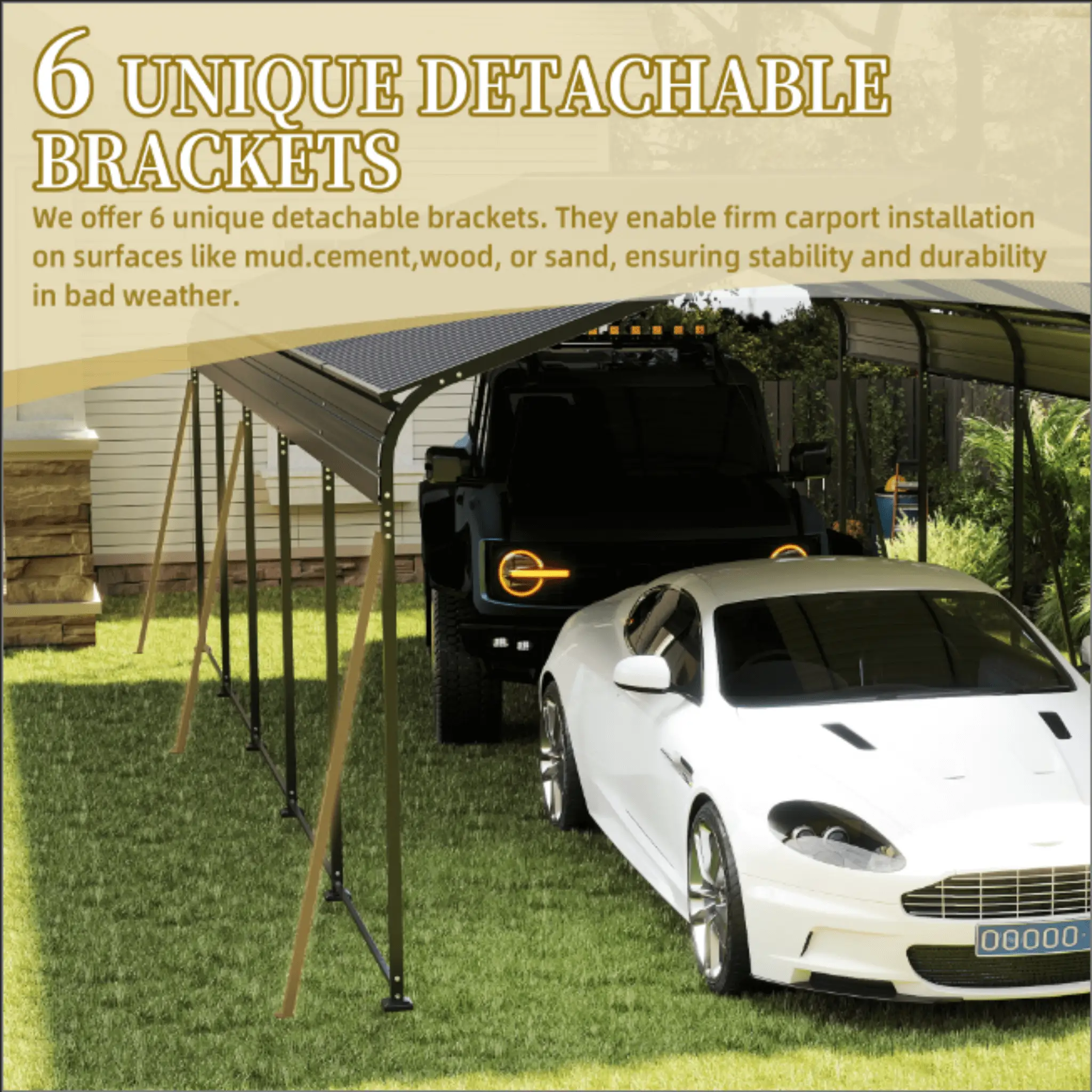 [13X26FT] Alora Heavy-Duty Weather-Resistant Outdoor Carport With Protective Film (SAK82451) by SAKSBY WHOLESALE
