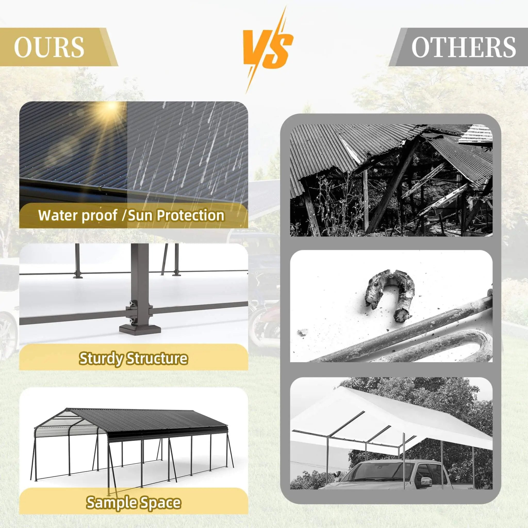 [13X26FT] Alora Heavy-Duty Weather-Resistant Outdoor Carport With Protective Film (SAK82451) by SAKSBY WHOLESALE