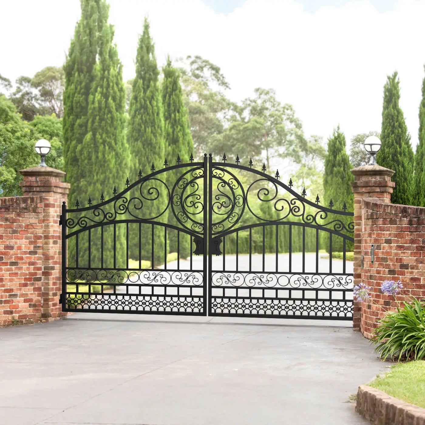 14x8 ft Steel Dual Swing Driveway Gate-European Style by Chery Industrial