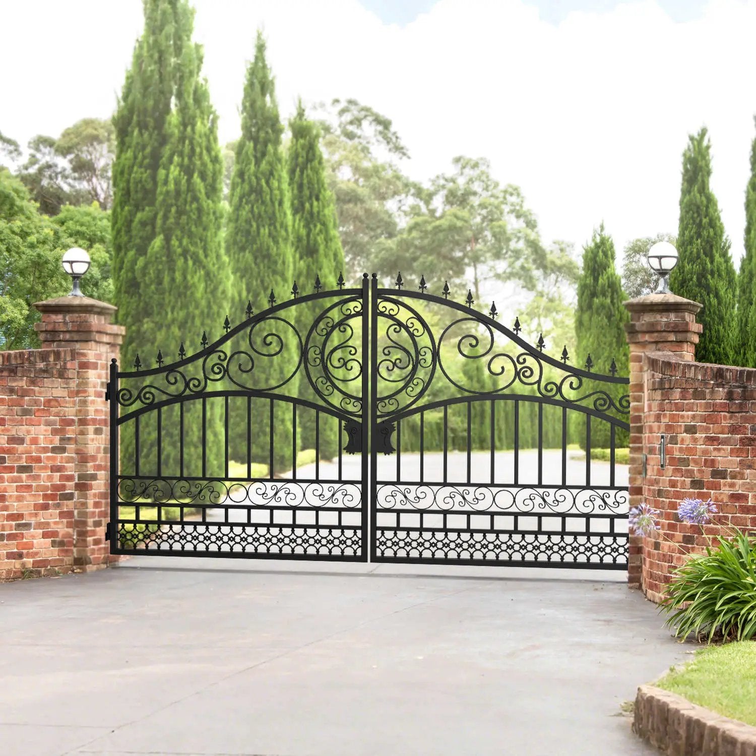 14x8 ft Steel Dual Swing Driveway Gate-European Style by Chery Industrial