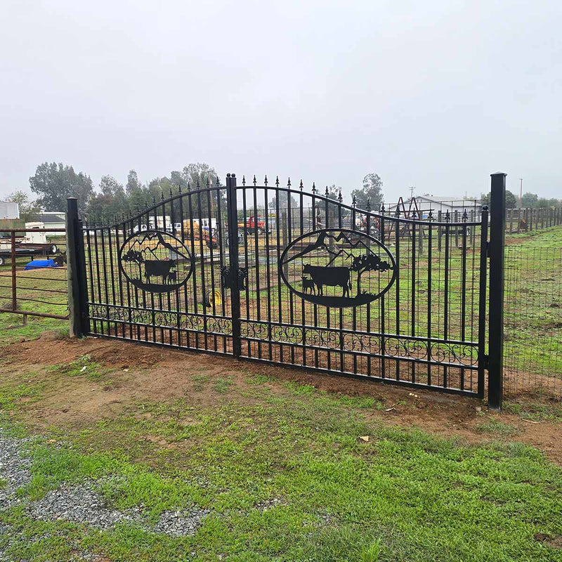 14x8 ft Steel Dual Swing Driveway Gate by Chery Industrial