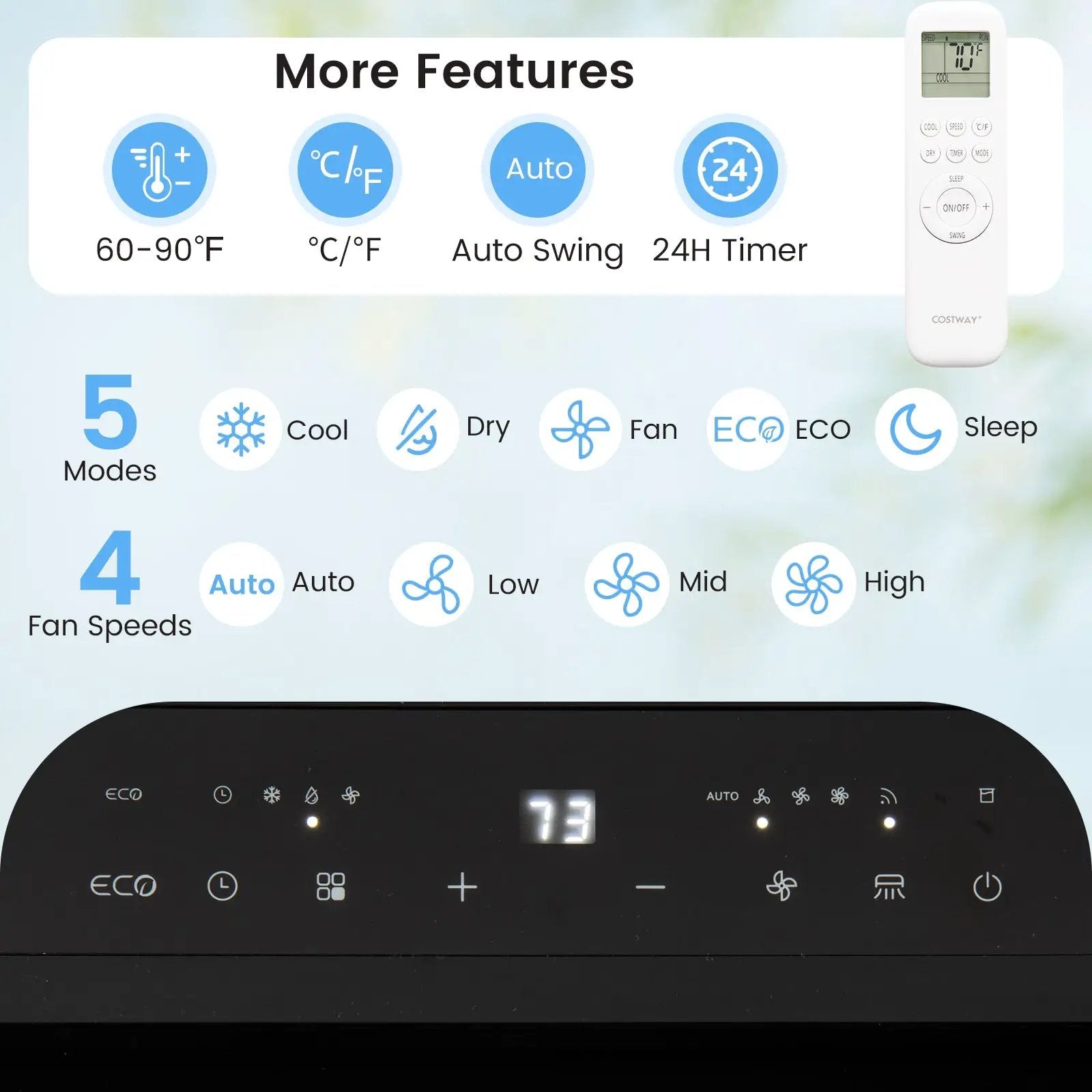 14000 BTU Inverter Portable Air Conditioner 3 in 1 Wifi Enabled AC Unit-White by DirectDeals