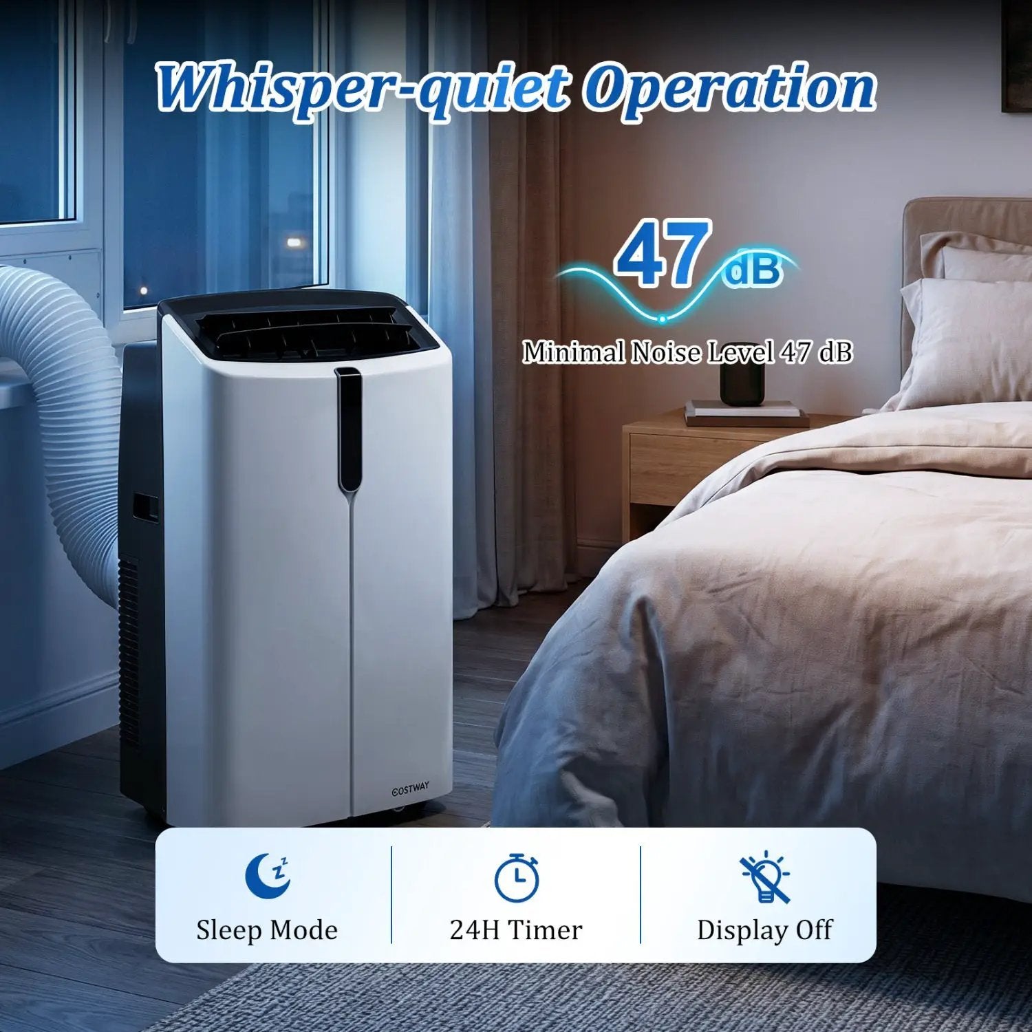 14000 BTU Smart Portable AC with APP Voice Control 47 dB for Rooms 750 Sq.Ft by DirectDeals