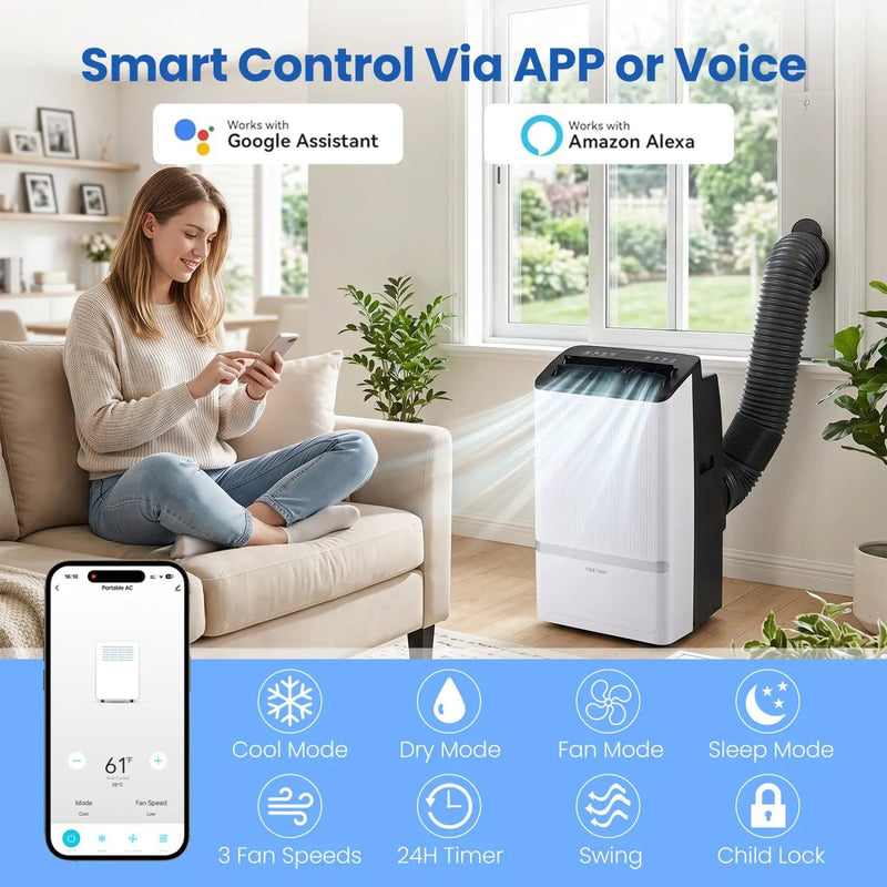 14000 BTU Portable Air Conditioner with WiFi & Dehumidifier by DirectDeals