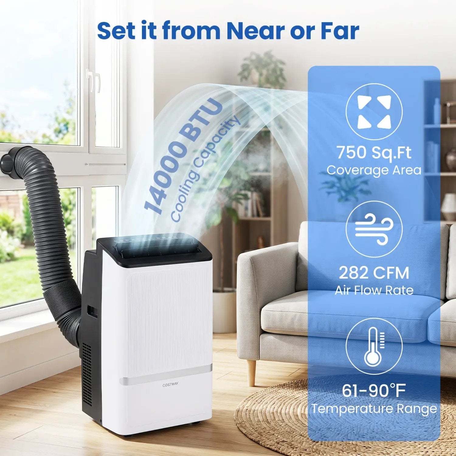 14000 BTU Portable Air Conditioner with WiFi & Dehumidifier by DirectDeals
