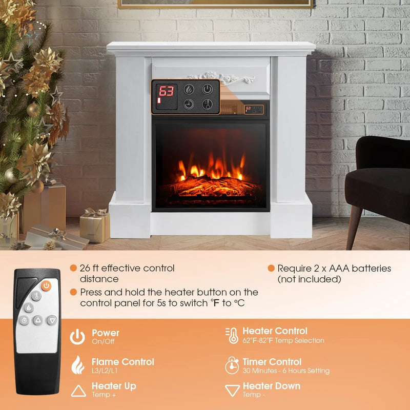 1400W TV Stand Electric Fireplace Mantel with Remote Control by DirectDeals