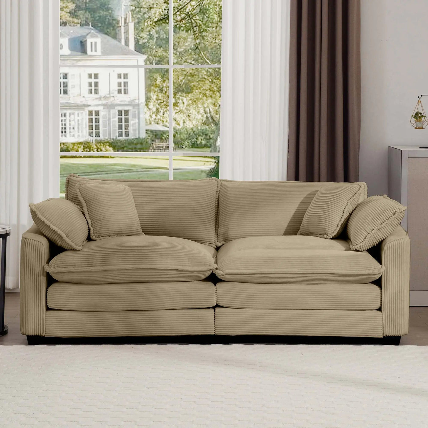 Modern 2 Seater With 4 Pillows, Upholstered Deep Seating Loveseat by HouseOfZazla