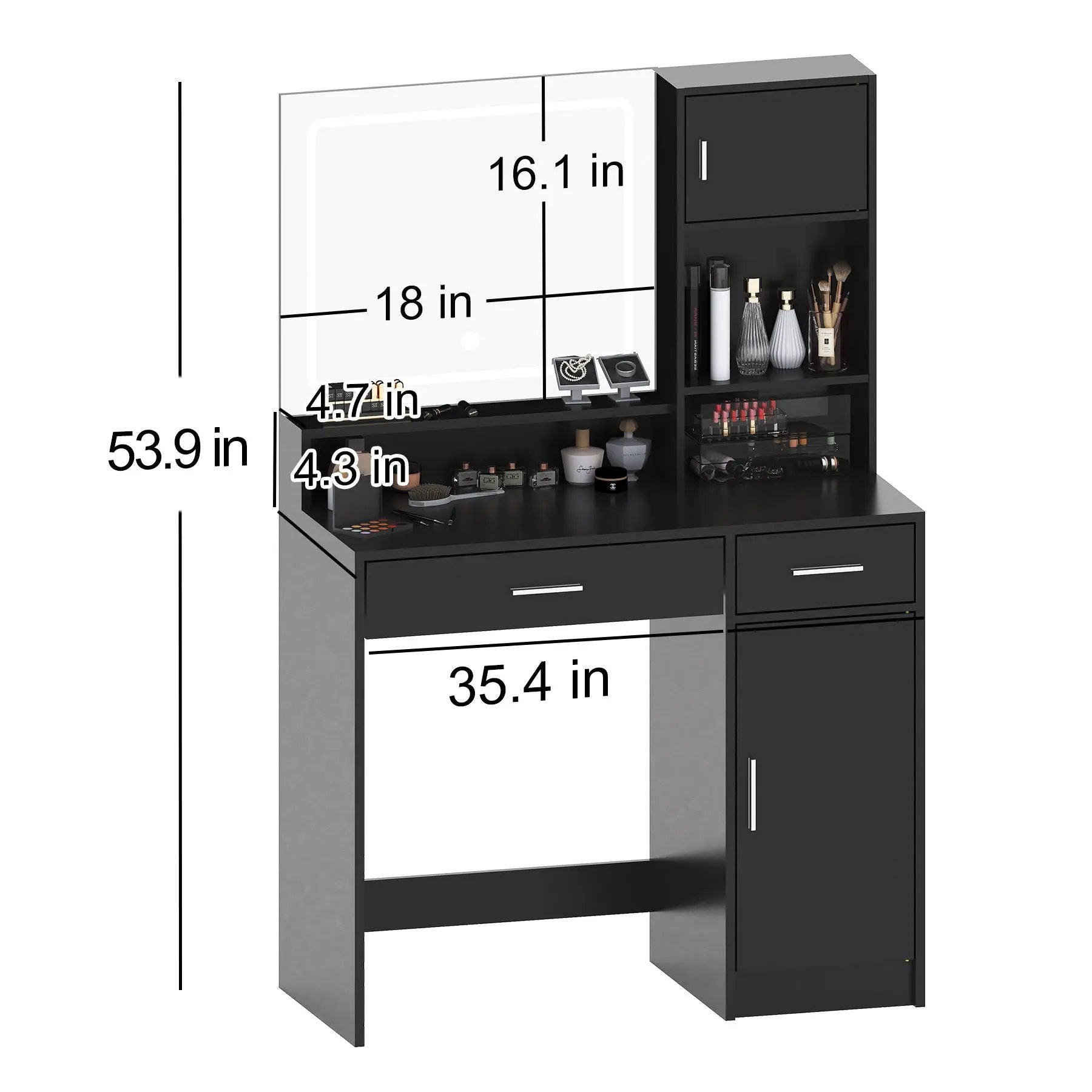 Vanity Desk With Mirror And LED Light Strip, Dressing Table With Large Drawer, 3 Level Storage Dresser & 3 Lighting Modes Adjustable Brightness, Suitable For Bedroom by Unique Piece Furniture