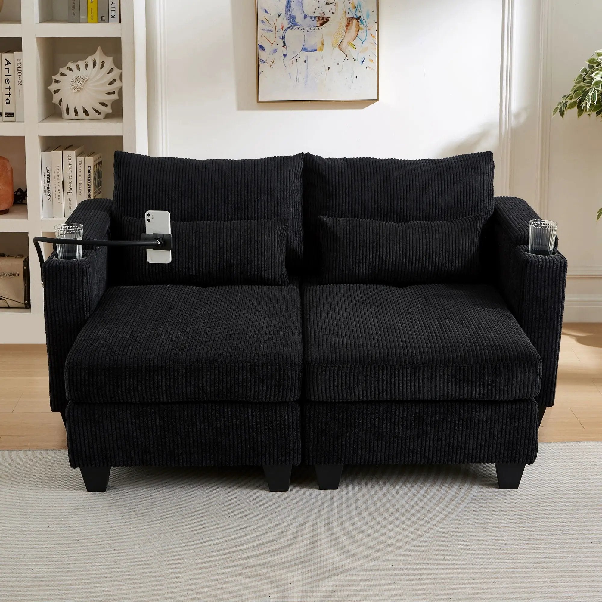 Convertible Chaise Lounge Sofa Chair With USB Ports, Cup Holders, Phone Holder And Storage by Unique Piece Furniture